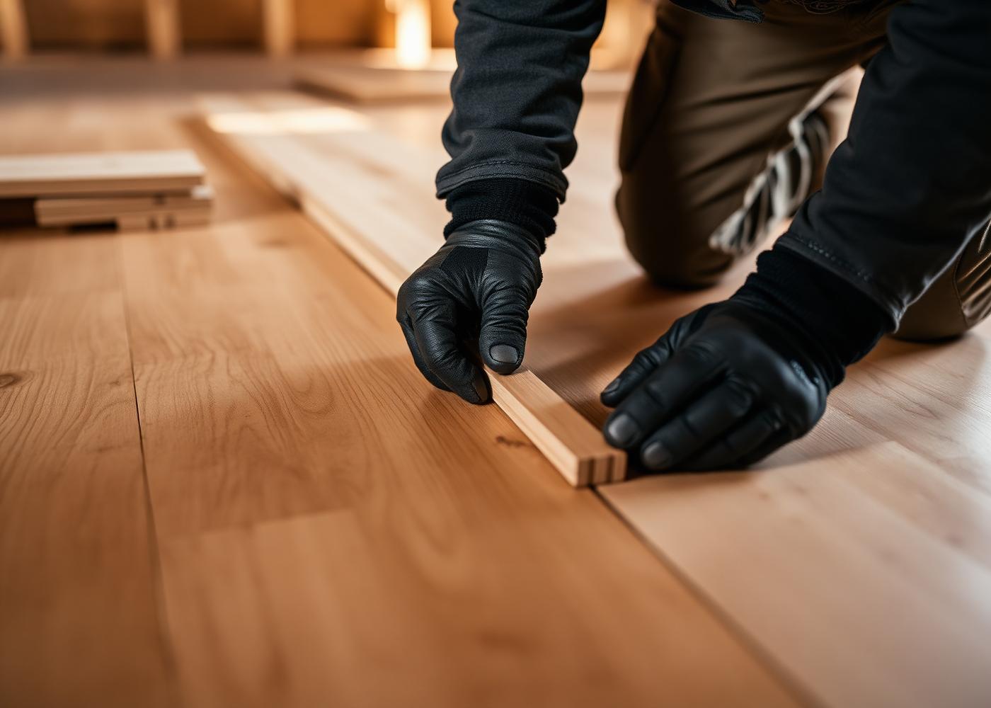 Craftsman laying timber flooring