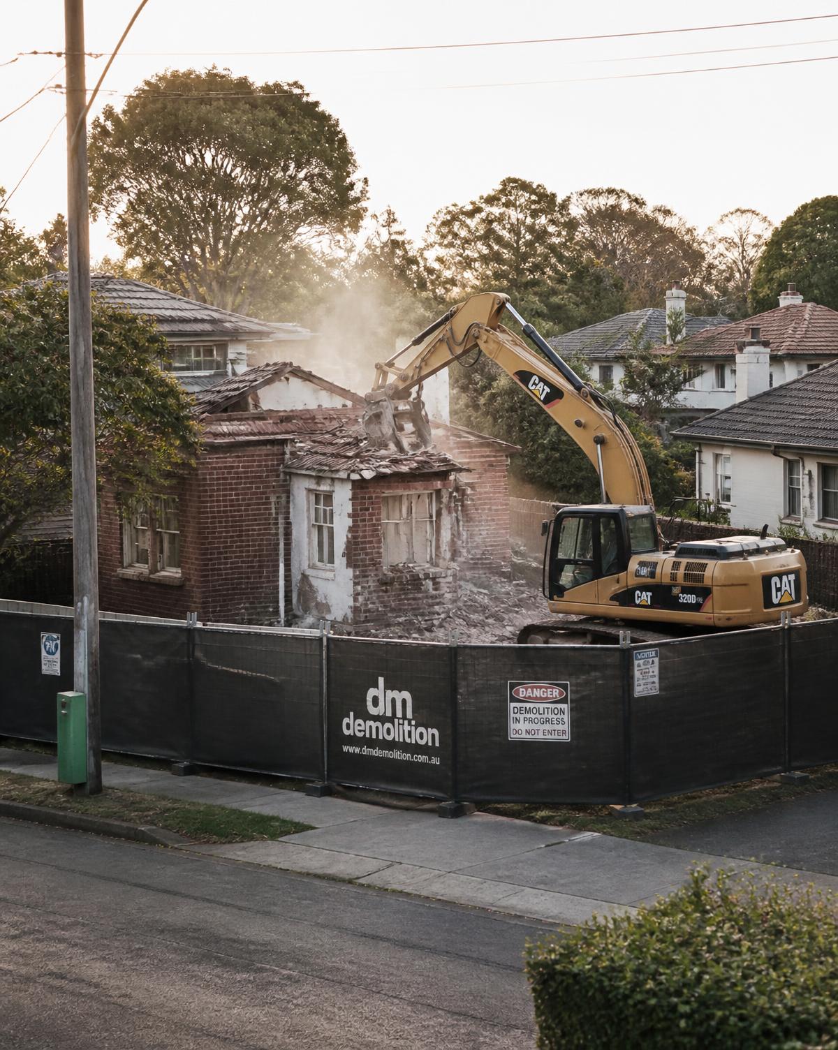Controlled demolition of an old house on a Canberra block